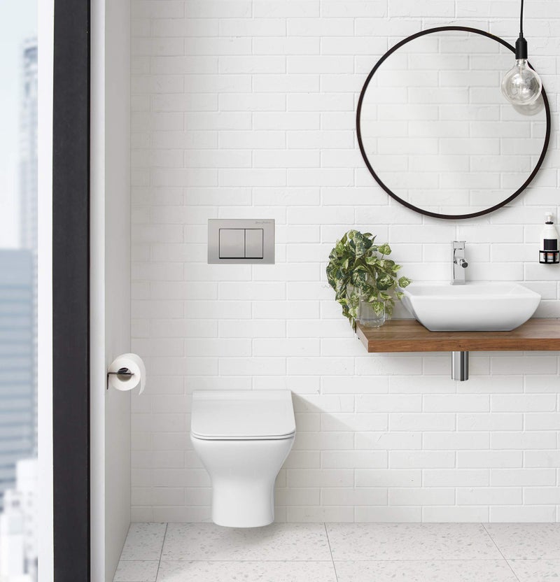 Swiss Madison لوحة تشغيل مزدوجة التثبيت على الحائط من سويس ماديسون SM-WC002C مع أزرار دفع مربعة بالكروم غير اللامع - Image 2